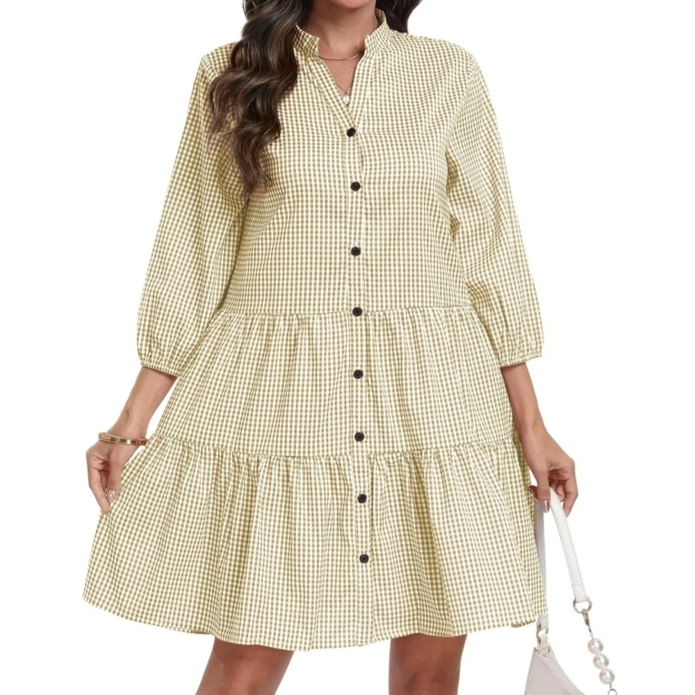 CCTOO Women's Yellow  Button-Down Dress Size L.